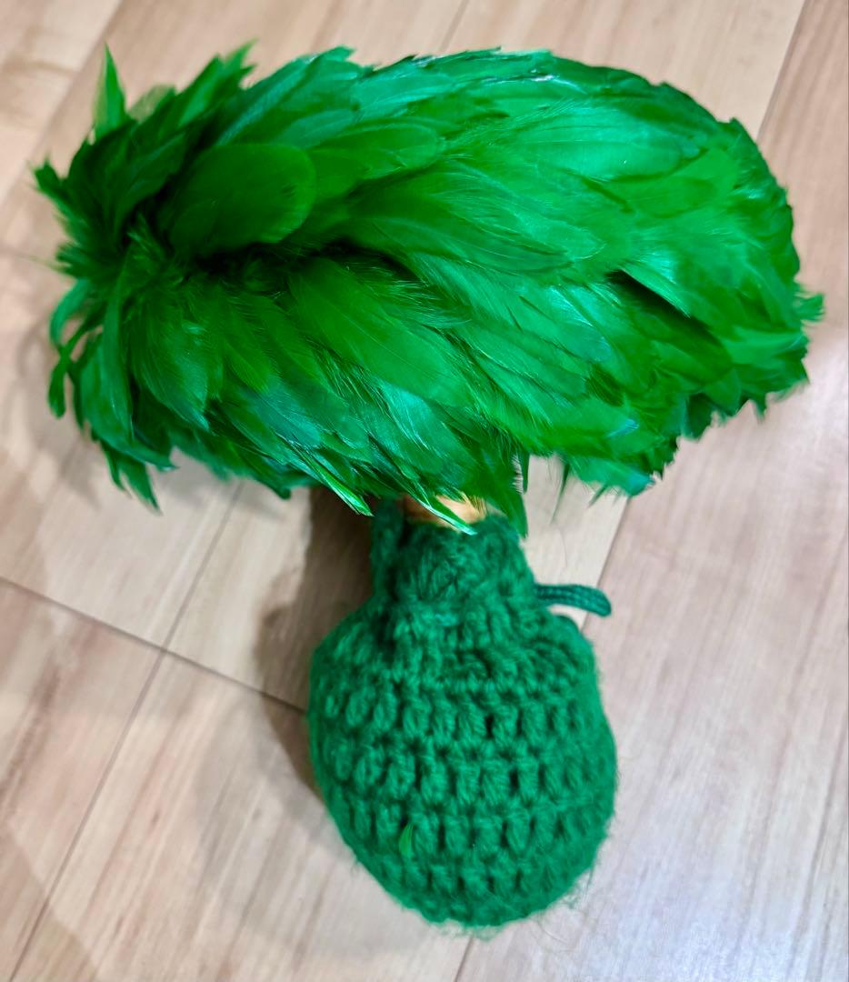 フラダンス用楽器ウリウリ　緑色の羽毛マラカス