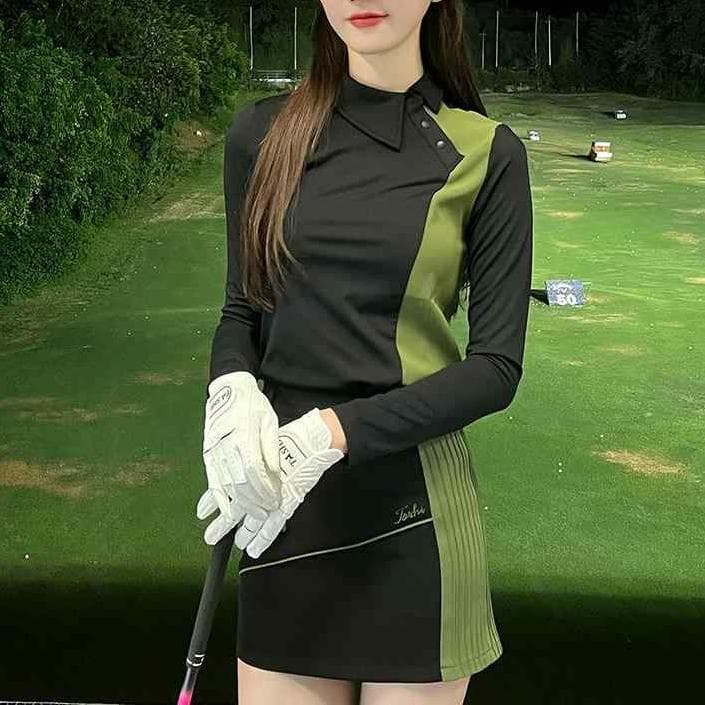 ●●上下セットアップ●●トップ・スカート・美スタイル見え・韓国ゴルフ・別売可