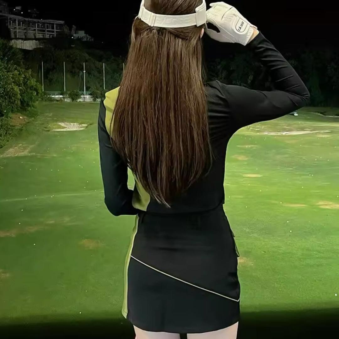 ●●上下セットアップ●●トップ・スカート・美スタイル見え・韓国ゴルフ・別売可