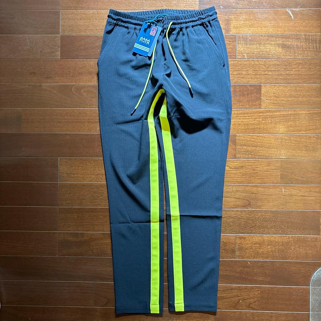 新品 MUTA MARINE スリムフィットパンツ ネイビー/イエロー