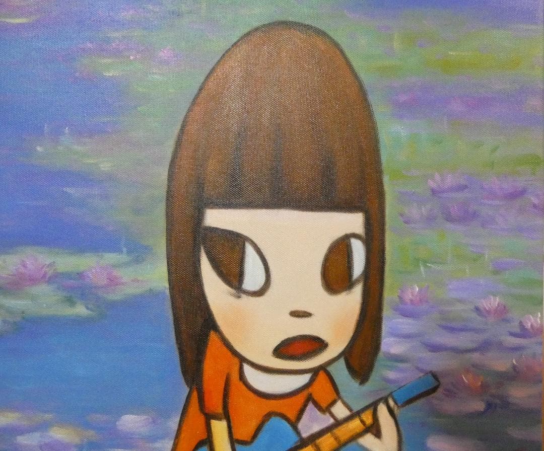 絵画 油彩 人物 奈良美智「人物」 サイン 額装済み 肉筆手描き F6