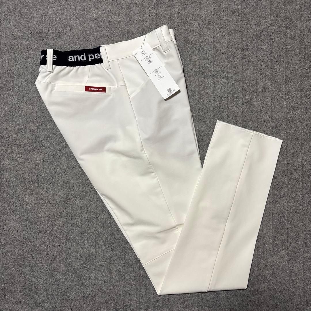 Lサイズ 新品 アンパスィ ストレッチ ゴルフパンツ 白 AMF5003E3F