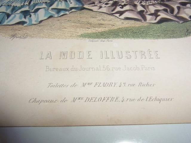 美品 明治8年 銅版画■仏製ファッション誌『ラ・モード・イリュストレ』No.33