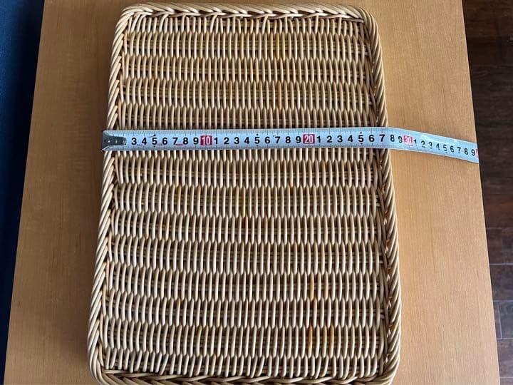 よし与工房　角浅型プラタンかご　アイボリー　４つセット③