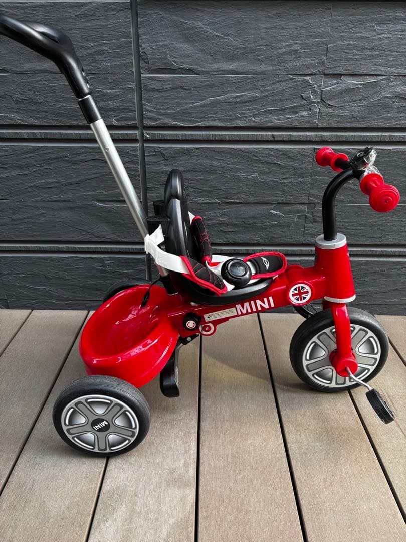 【美品】MINI 公式ライセンス　折りたたみ式　三輪車　手押し　赤　クーパー
