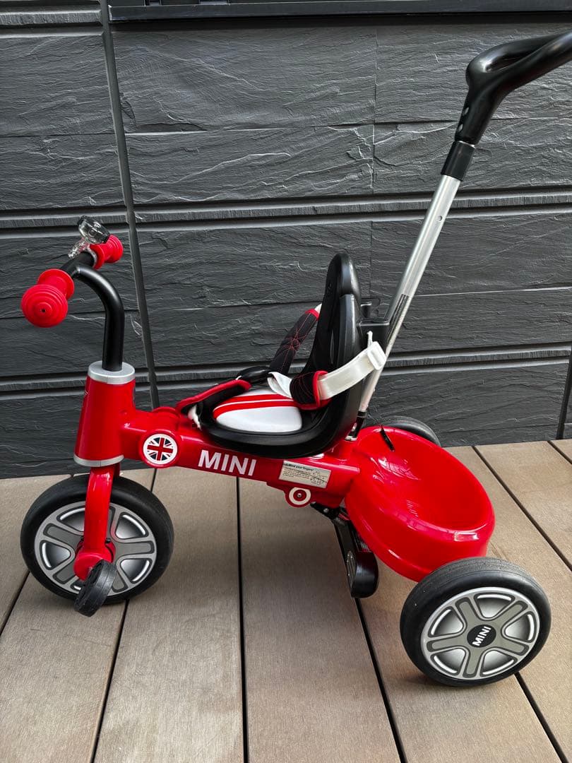 【美品】MINI 公式ライセンス　折りたたみ式　三輪車　手押し　赤　クーパー