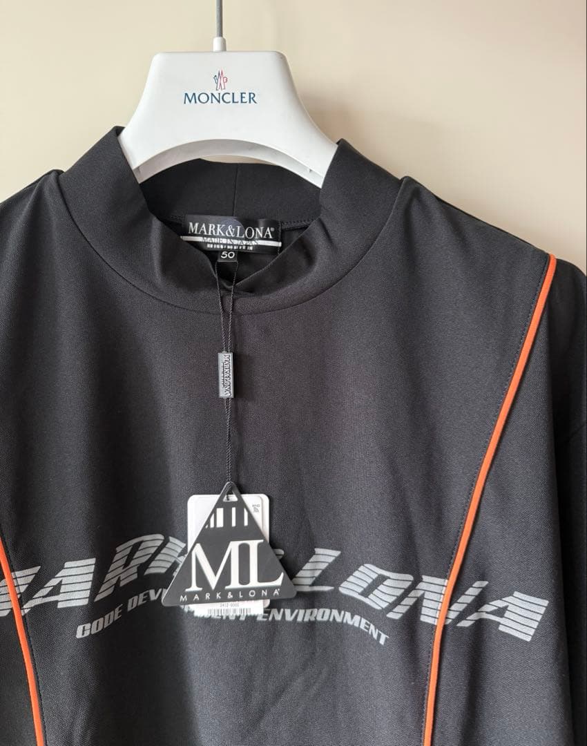 新品 ★ MARK&LONA モックネック シャツ 黒 マーク&ロナ 正規品