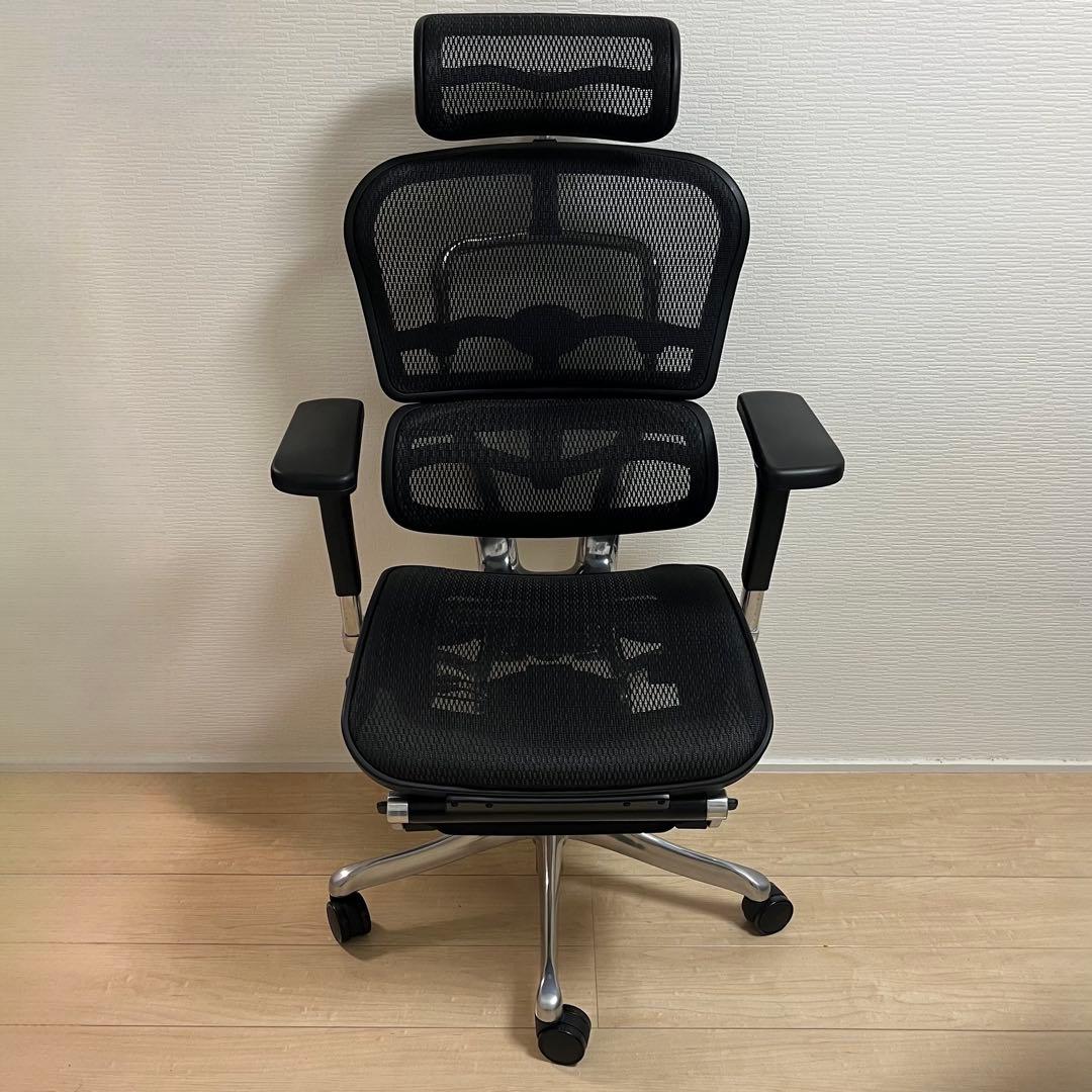 エルゴヒューマン プロ オットマン内蔵型 ヘッドレスト有り　ブラック