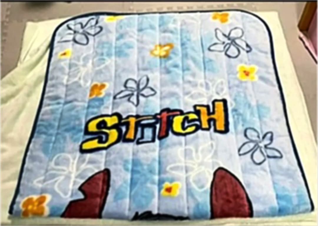 テ袋　希少　スティッチ ボア敷きパット　シングルパッド　１００cm×２０５cm