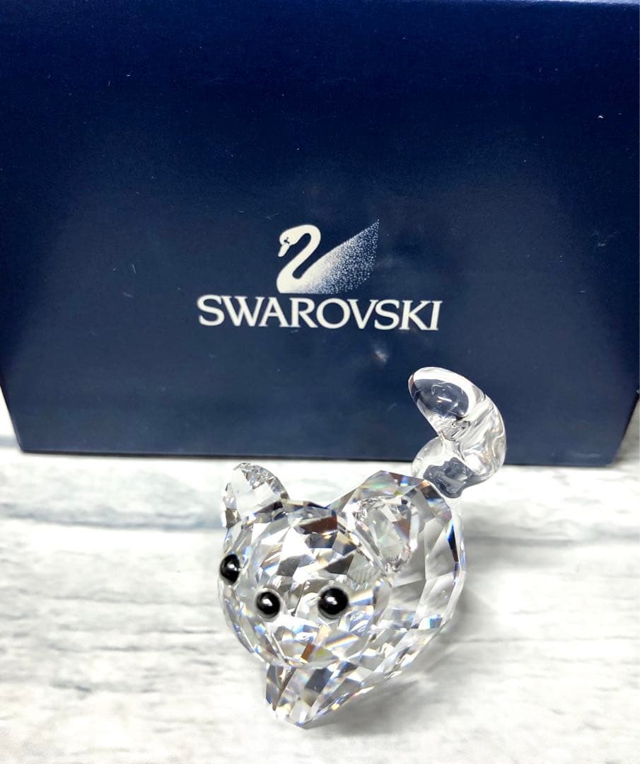 希少 廃盤 SWAROVSKI スワロフスキー 猫 ねこ ネコ 置物 インテリア