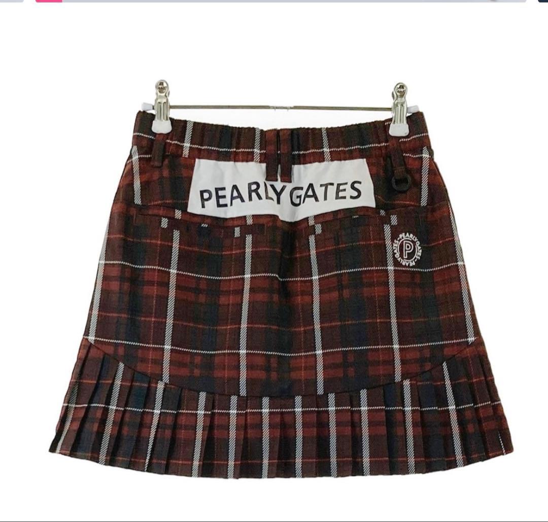 PEARLY GATES チェック柄 プリーツスカート