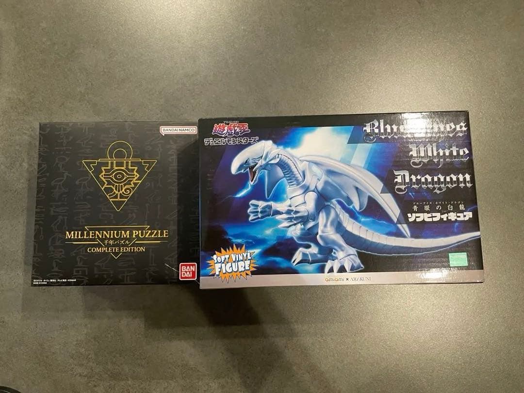 遊戯王　千年パズル　青眼の白龍　ブルーアイズホワイトドラゴン　フィギュア　ソフビ