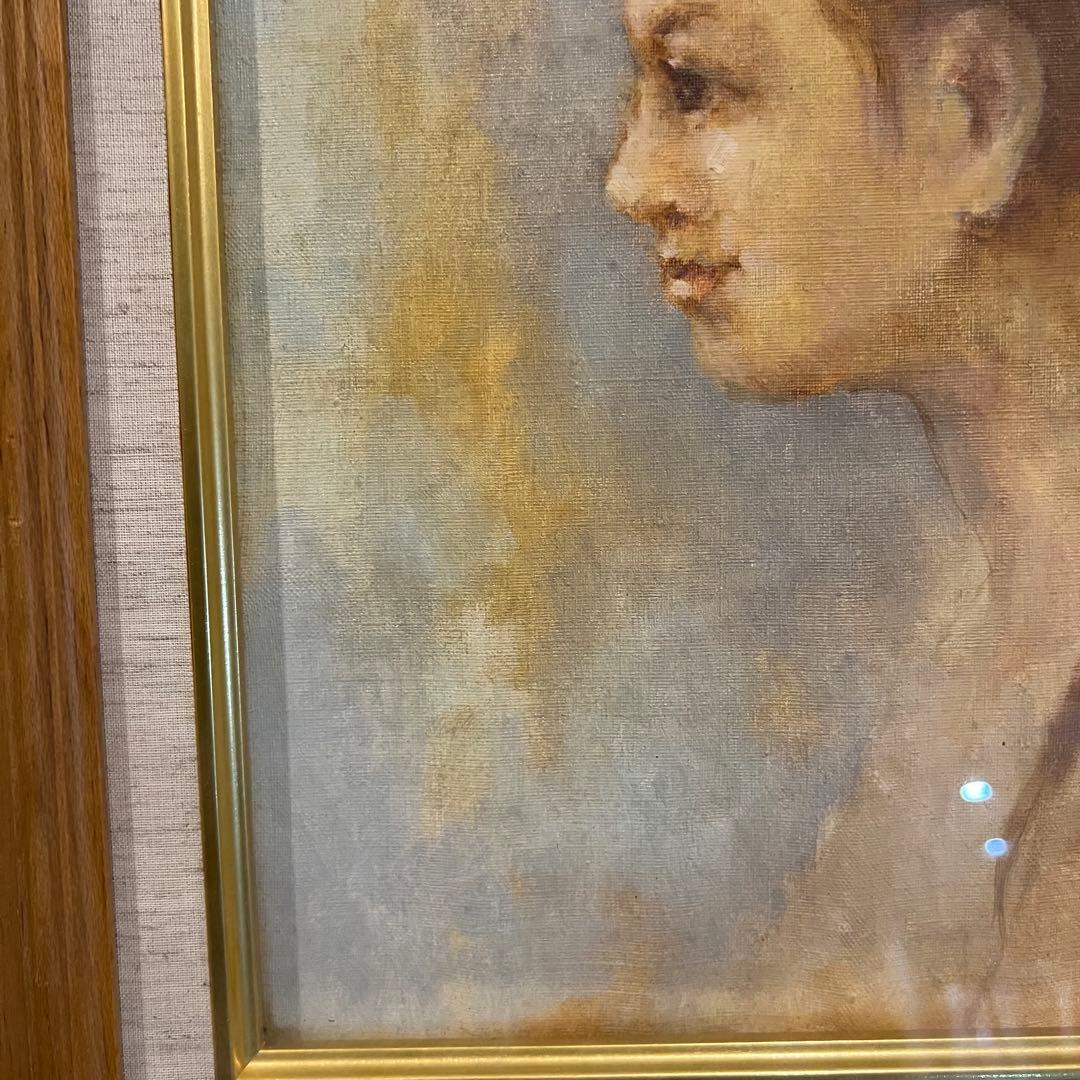 少女　上尚司　油彩画　真作　girl Japanesetraditional