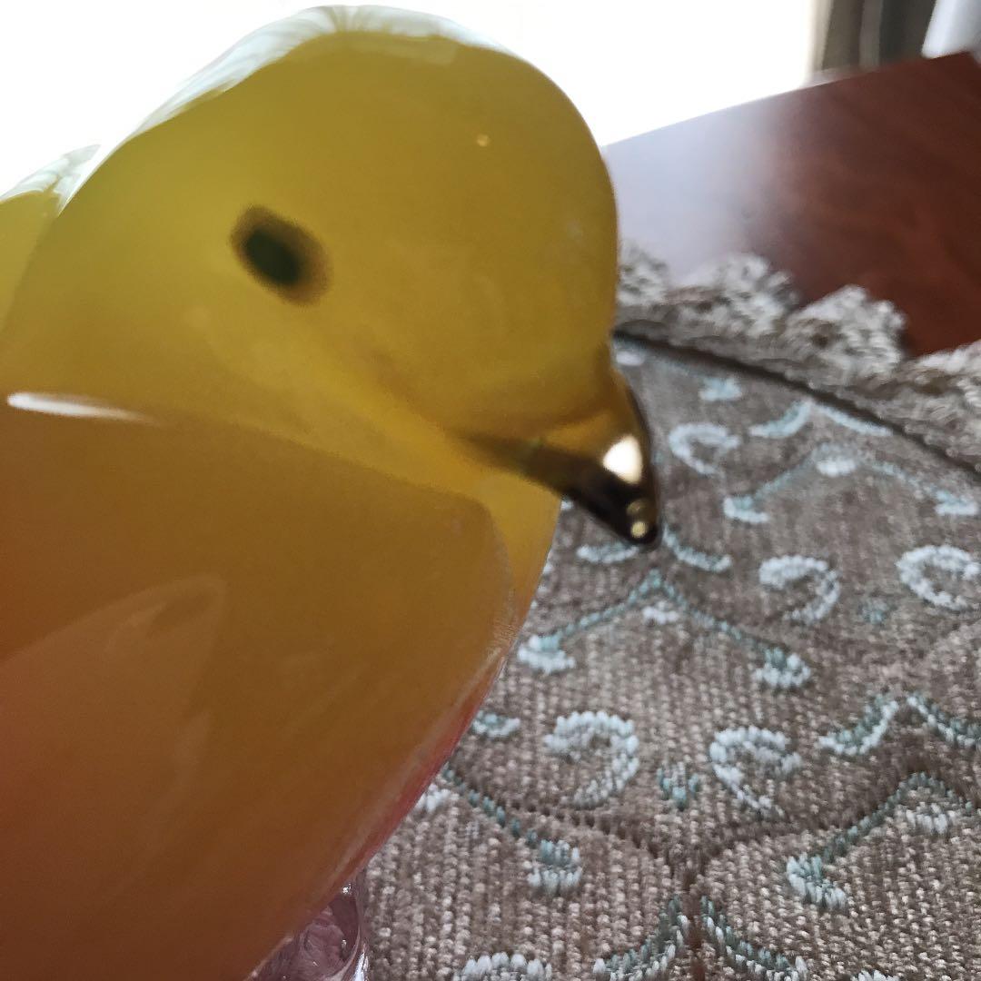 ふっくら可愛いガラスの小鳥オブジェ