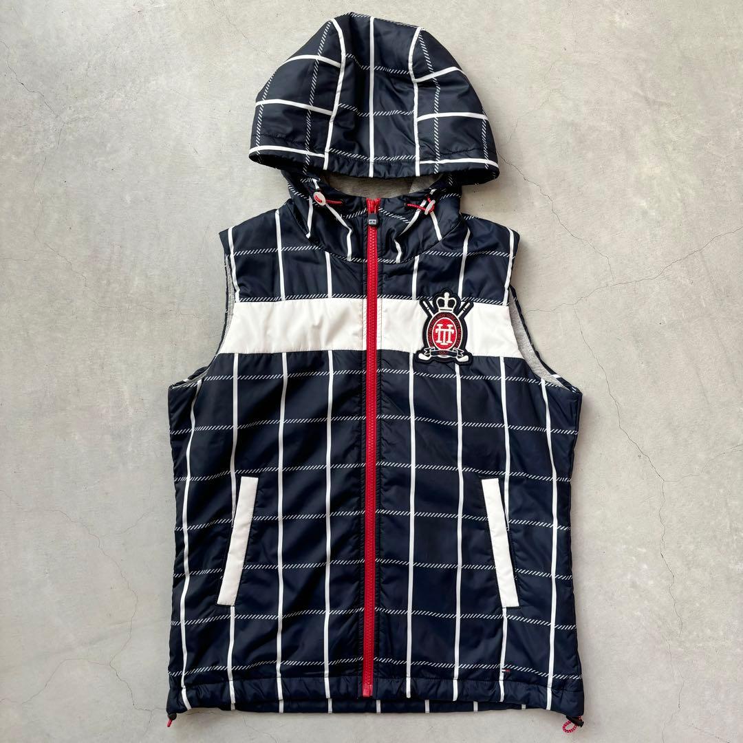 【美品】  GOLF 中綿フードジップベスト ロゴ M