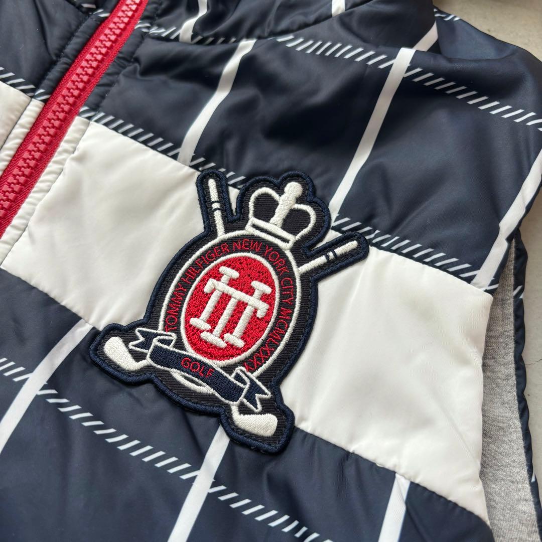 【美品】  GOLF 中綿フードジップベスト ロゴ M