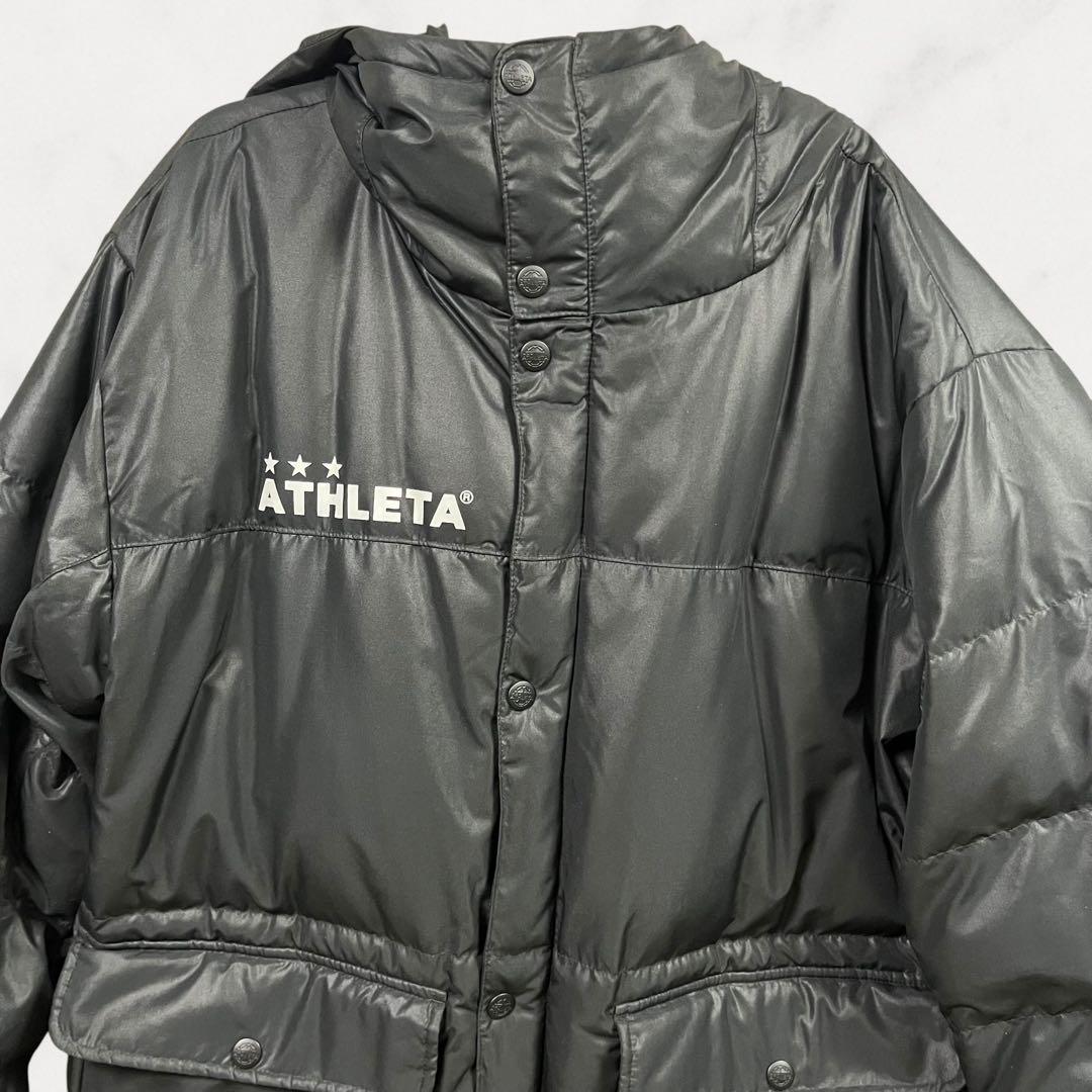 S☆ATHLETA ベンチコート 黒 Lサイズサッカーフットサルフード付き