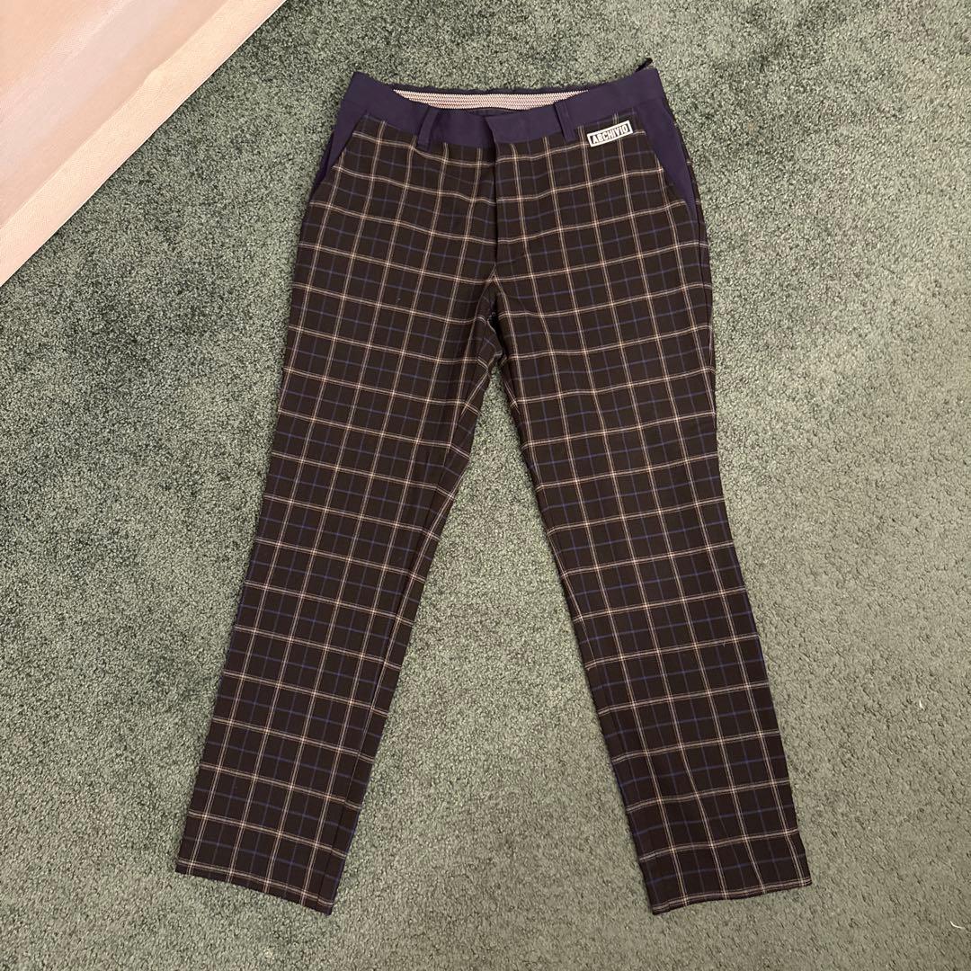【美品】ARCHIVIO アルチビオ ゴルフパンツ メンズ チェック柄 [48〕