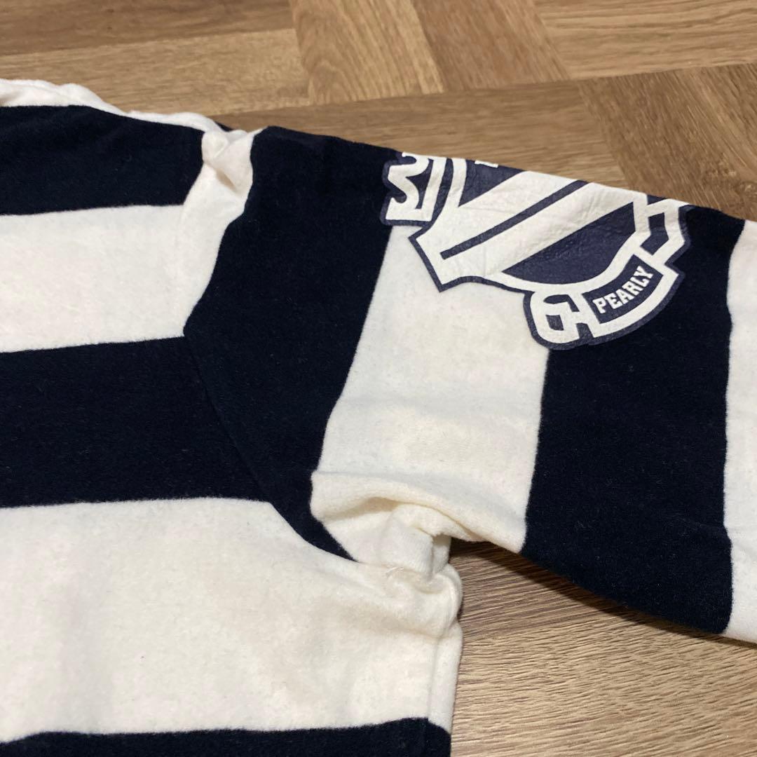 美品♡パーリーゲイツ♡モックシャツ♡ジップ♡ボーダー♡ホワイト♡ネイビー♡S