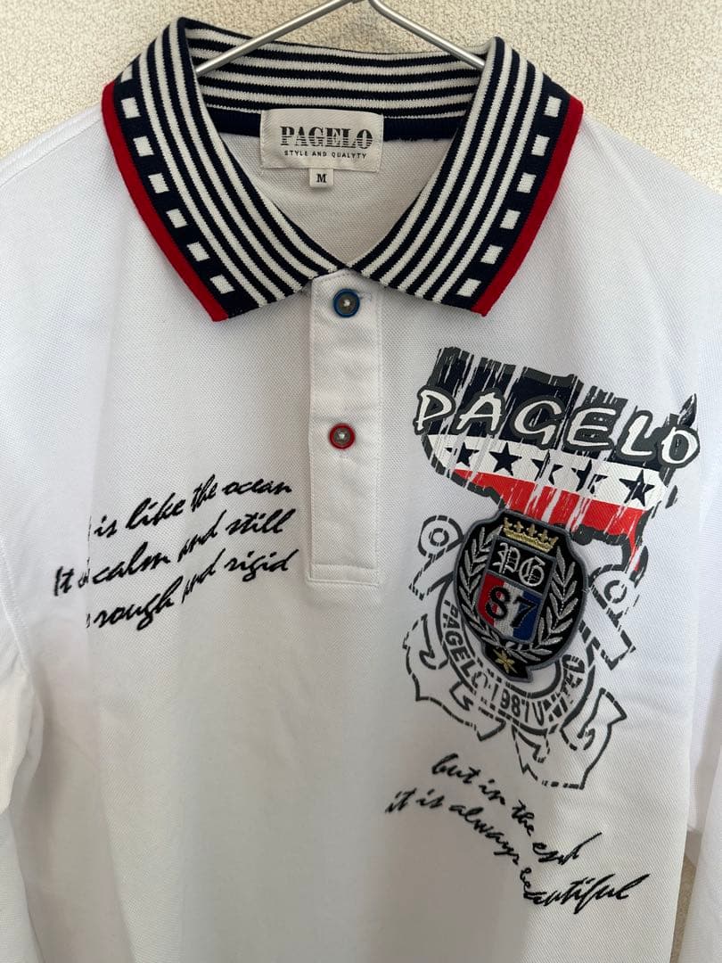 PAGELO M ホワイト 長袖ポロシャツ