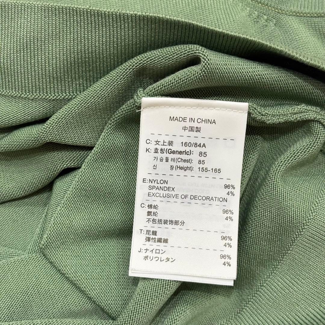 ナイキゴルフ　Nike Vネックニットベスト　モックネックシャツ 緑白　春　M