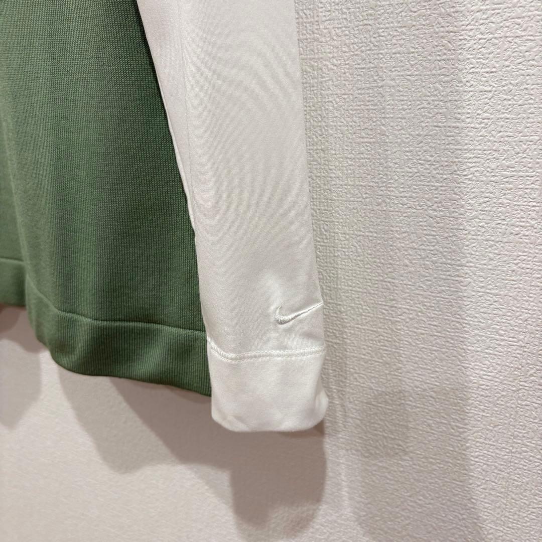 ナイキゴルフ　Nike Vネックニットベスト　モックネックシャツ 緑白　春　M