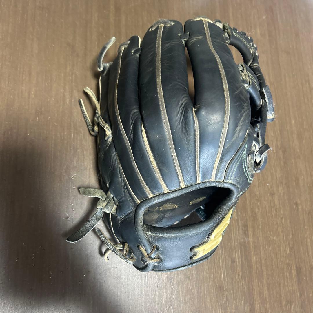 S 黒 レザー 野球グローブ ストライプデザイン