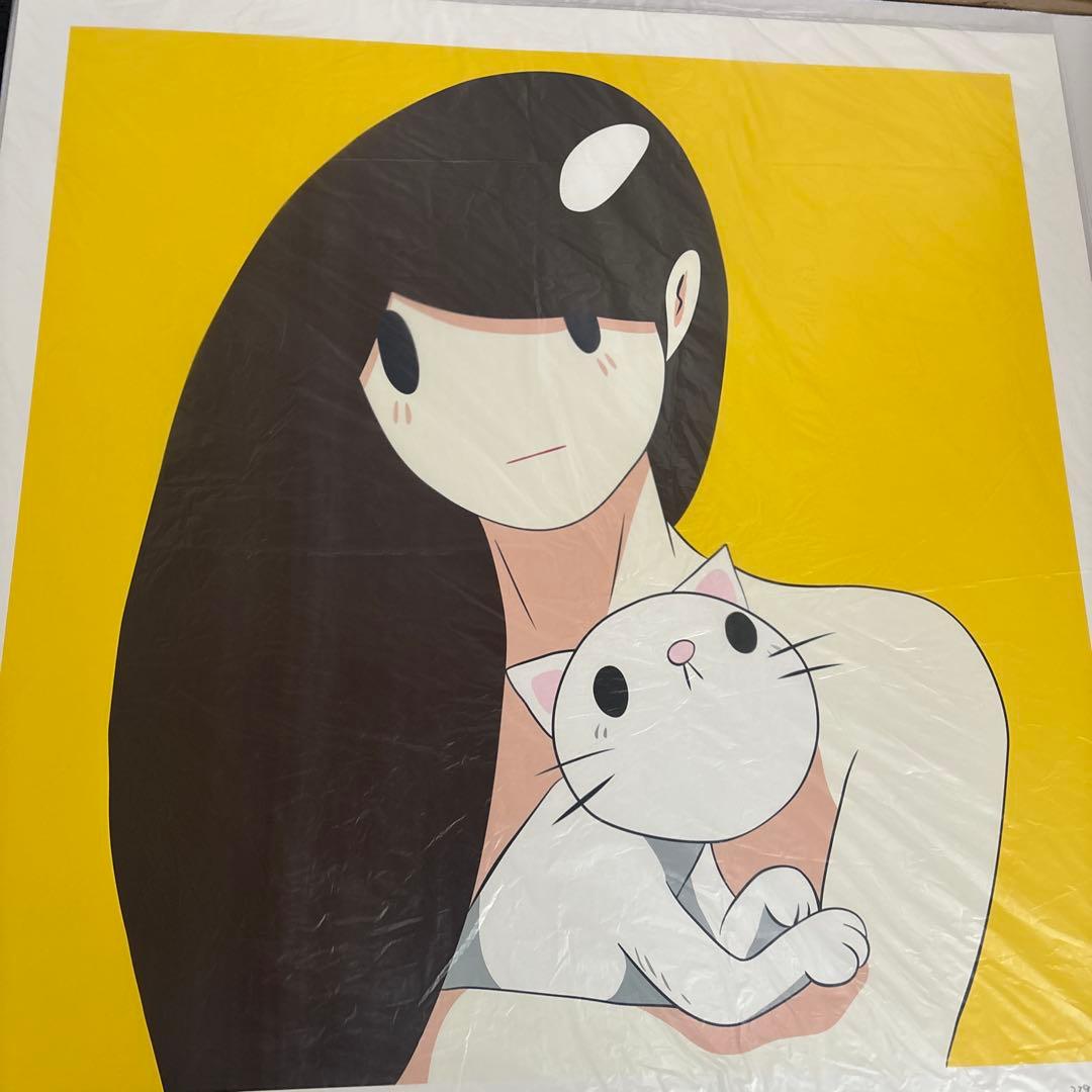天野タケル Venus and Cat シルクスクリーン 黄色