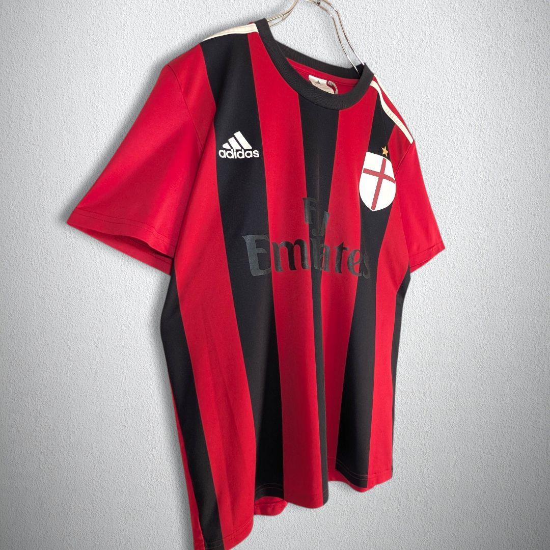 古着 サッカー ゲームシャツ アディダス ミラン 黒いスポンサーロゴ M相当