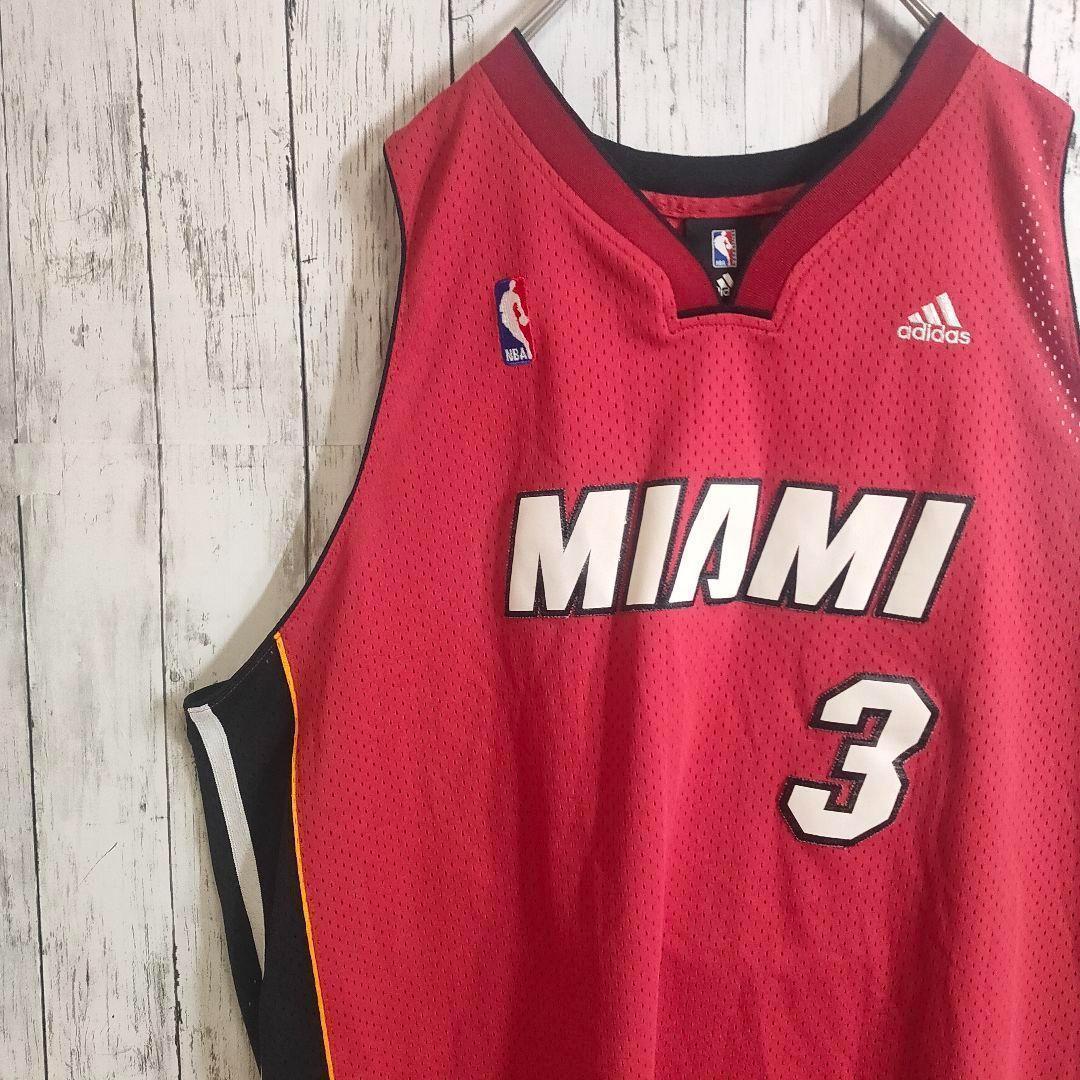 riku【NBA】 XXL 赤 黒 マイアミ・ヒート ウェイド バスケ