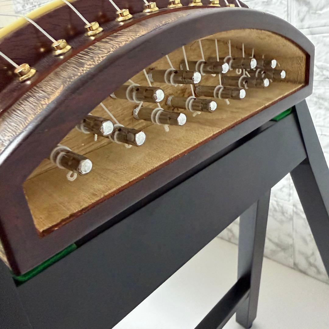 ③美品　ゼンオン 文化箏 上級 13弦 専用スタンド（立奏台）　短琴　柏葉