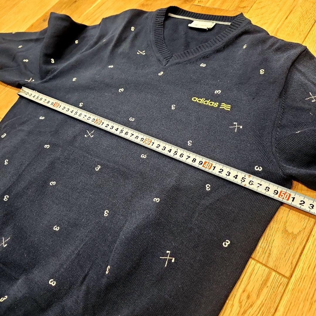 adidas golf アディダスゴルフ ニットセーター Vネック 総柄 L