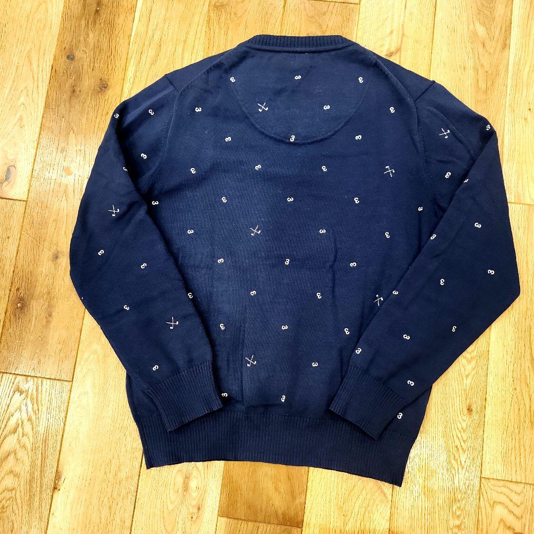 adidas golf アディダスゴルフ ニットセーター Vネック 総柄 L