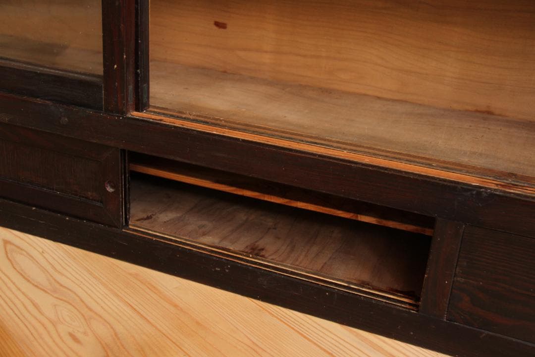 ガラス棚　木製　アンティーク　古家具　古道具　レトロ