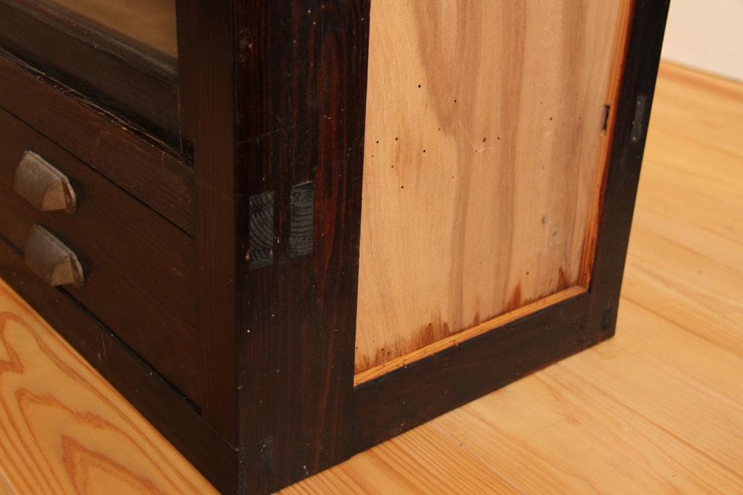 ガラス棚　木製　アンティーク　古家具　古道具　レトロ