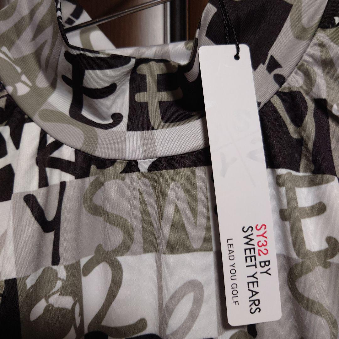 sy32：レディース：Lサイズ：グラフィカル モックネックワンピース：白/黒他