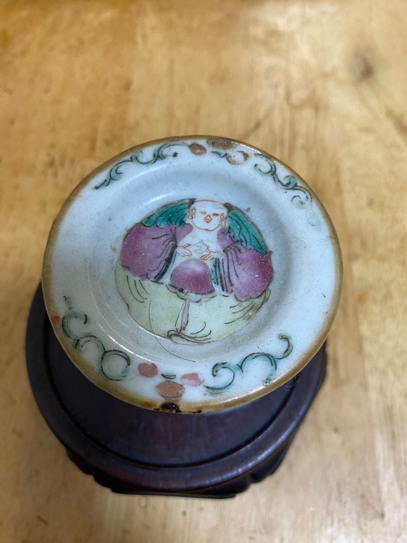 粉彩 人物 コオロギ (促織)缶 清時代 唐物 同治年製 粉彩