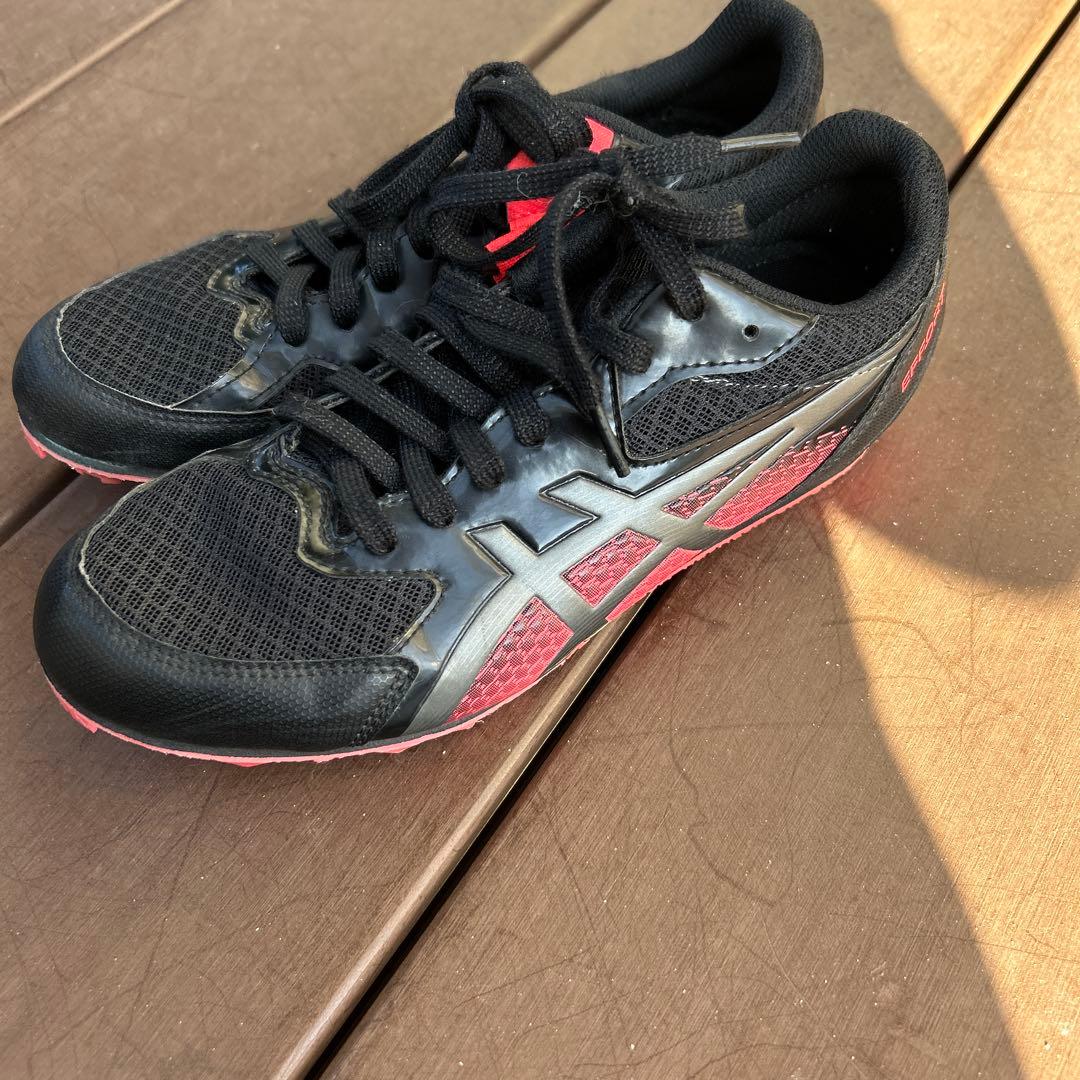 ASICS スパイクシューズ ブラック/ピンク 25.0