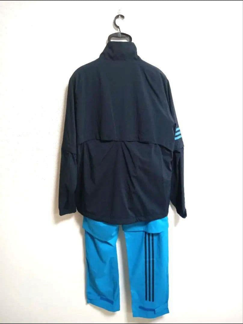 adidas アディダス レインウェア L/G ネイビー/ターコイズ
