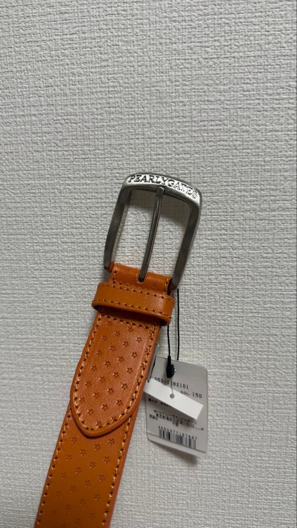 パーリーゲイツ メンズ ベルト オレンジ ロゴ タグ付き