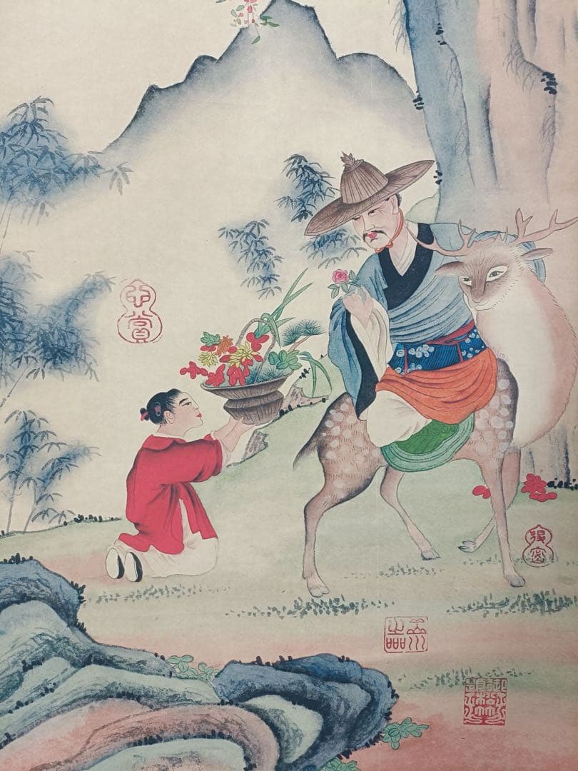 【刘松年】鹿门採桑图 中国画 掛け軸 水墨画 和室 玄関 茶室 壁掛け 美術品