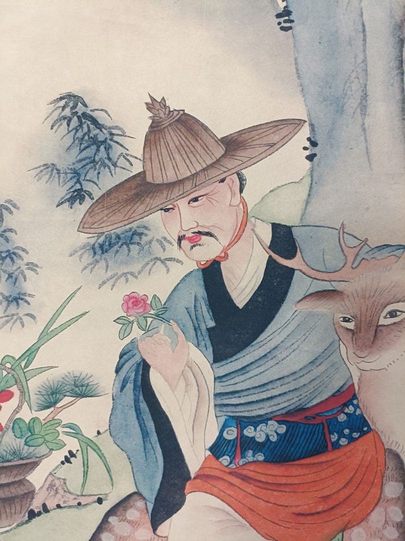 【刘松年】鹿门採桑图 中国画 掛け軸 水墨画 和室 玄関 茶室 壁掛け 美術品
