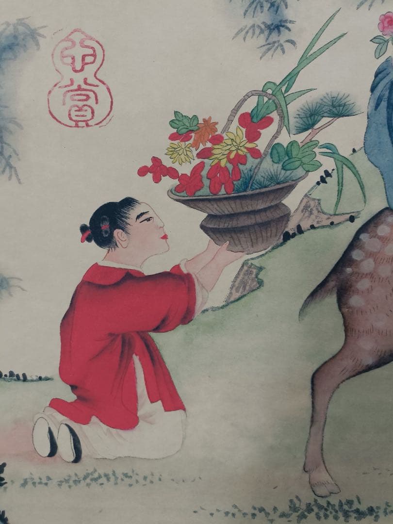 【刘松年】鹿门採桑图 中国画 掛け軸 水墨画 和室 玄関 茶室 壁掛け 美術品