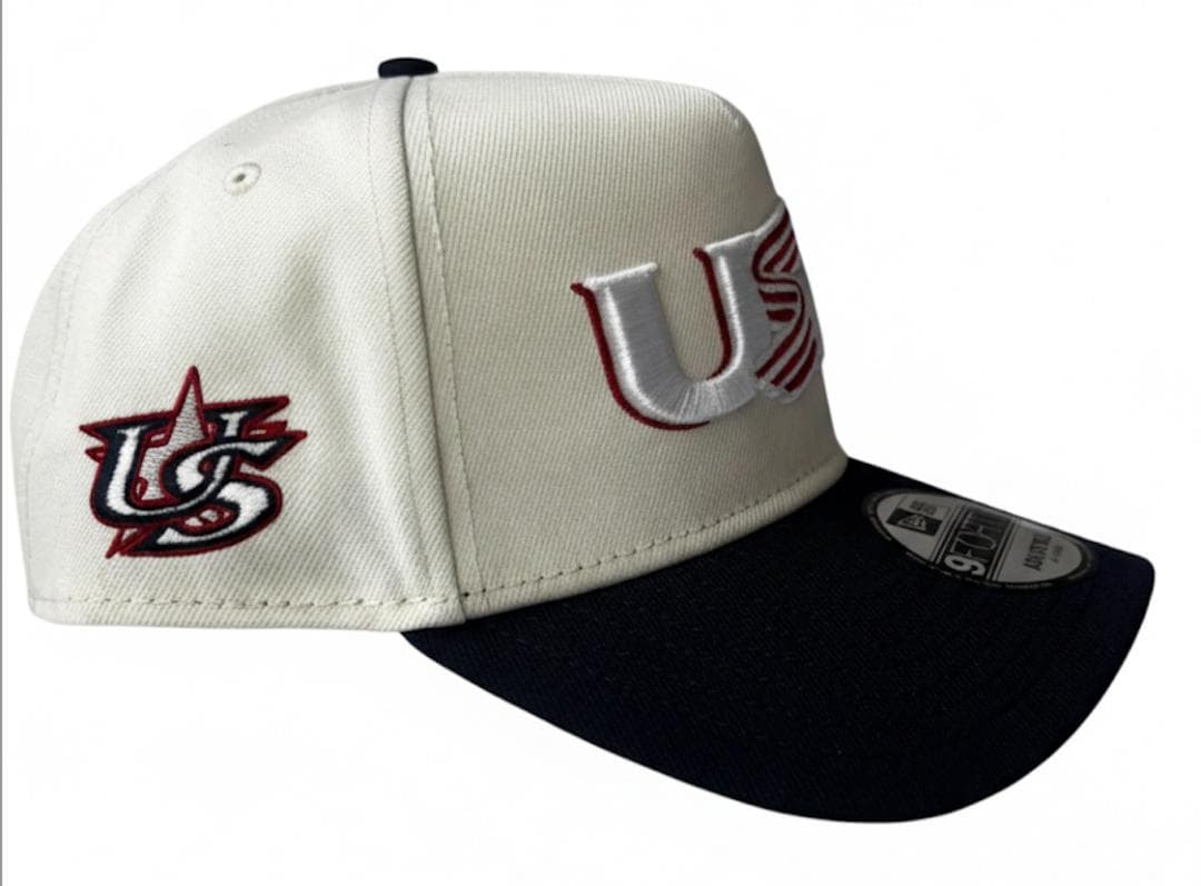 WBC 2026 アメリカ代表 公式キャップ、クリーム/ネイビー、サイズ調整可能