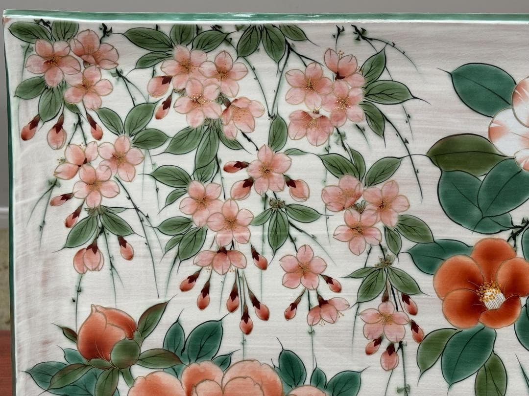 【一点物】京焼 清水焼 陶あん 色絵付け 飾り皿 約40cm×54cm 骨董