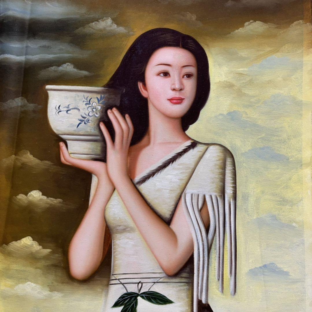 謝楚余 女性人物 油彩 手描き 70×100cm