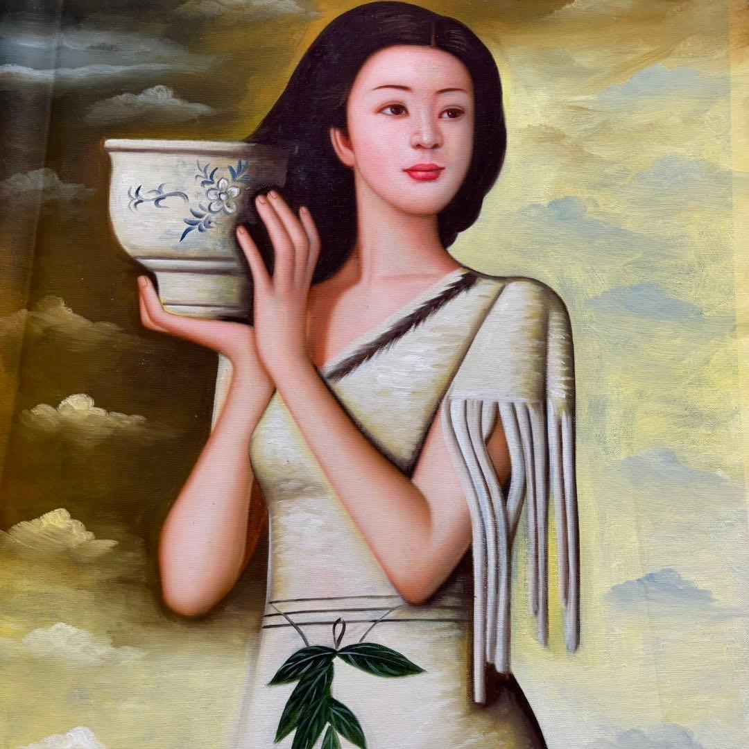 謝楚余 女性人物 油彩 手描き 70×100cm