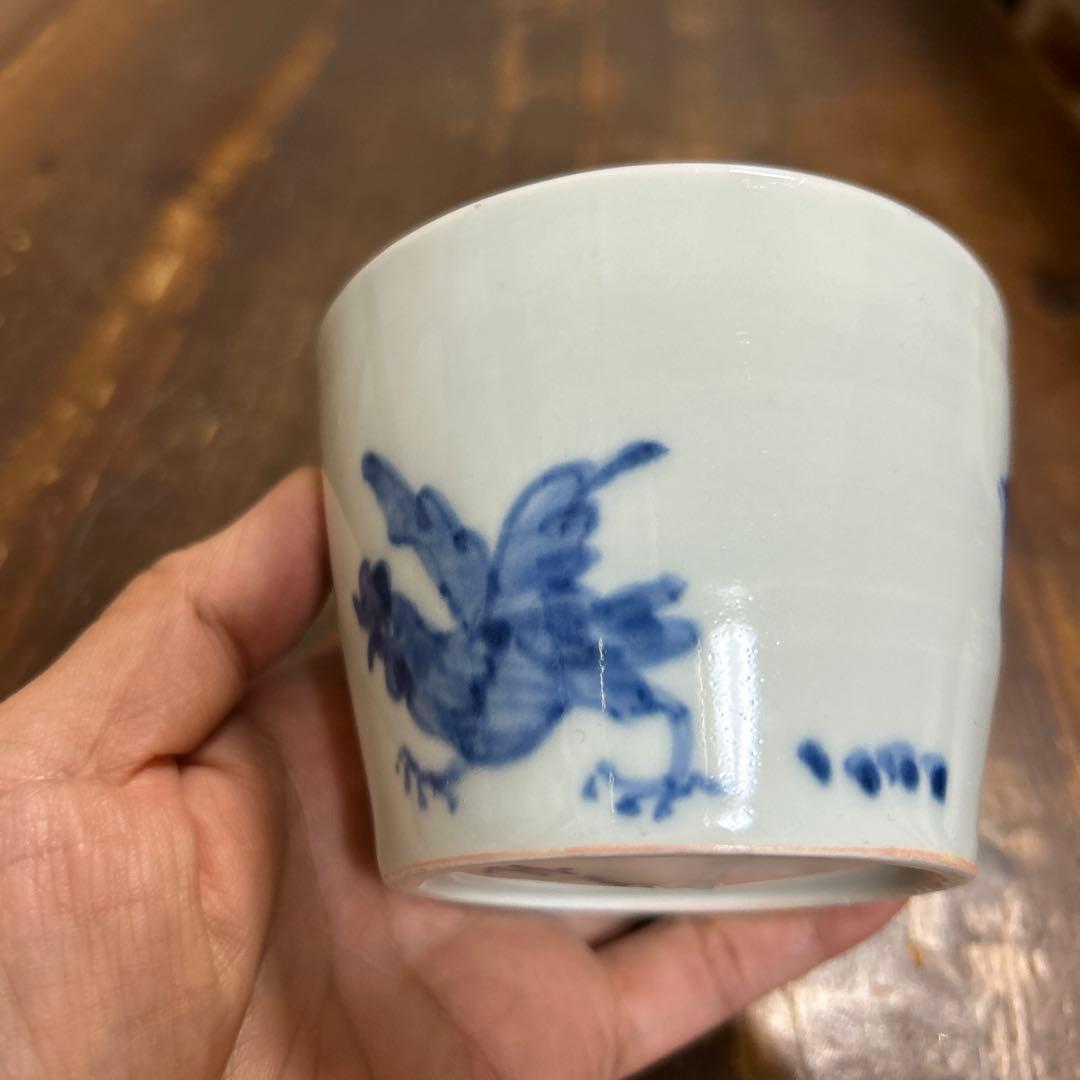 作家　陶芸作家　染付　手描き　そば猪口