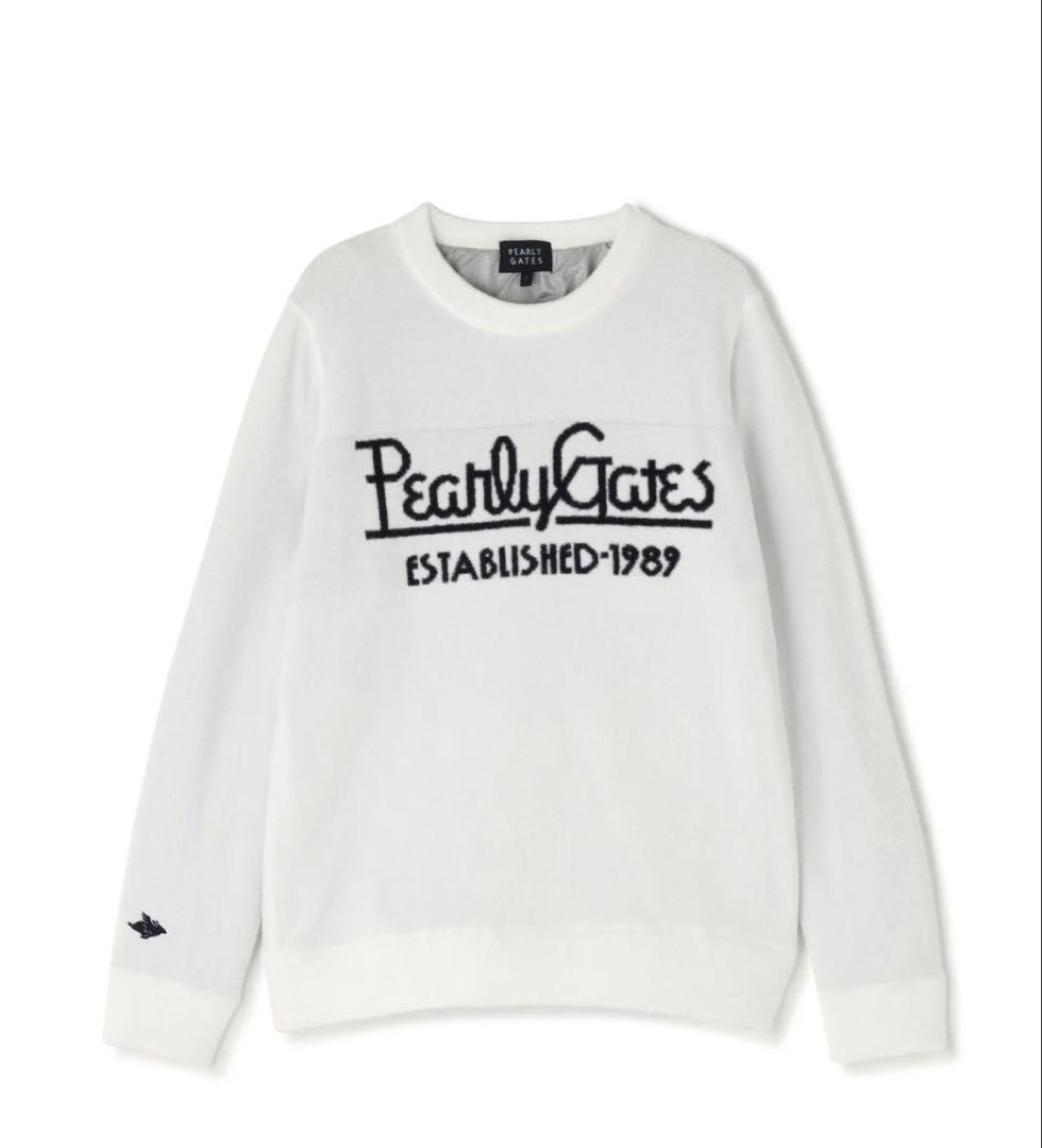 Pearly Gates レディース ホワイト 裏付きクルーネックセーター