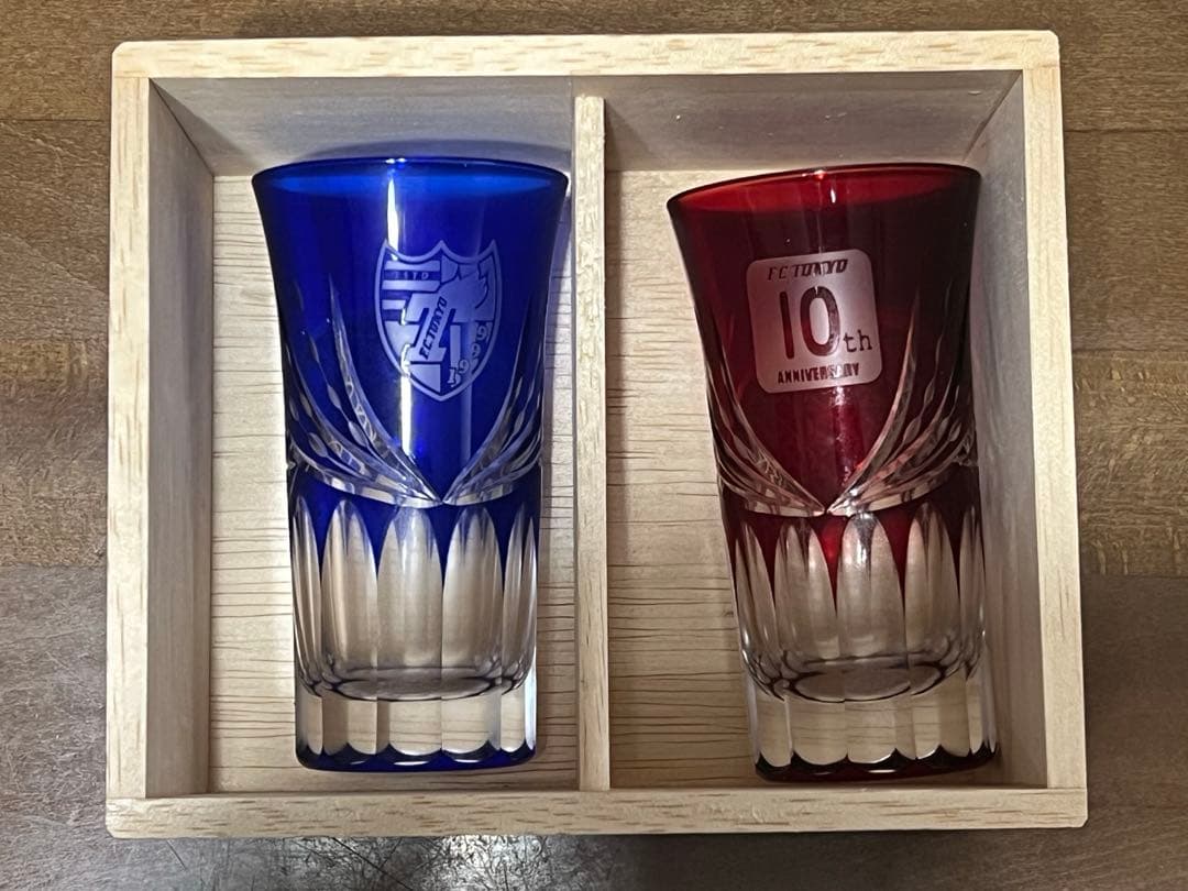 江戸切子　根本幸雄 作品　FC東京　10周年記念グラス　【美品・未使用】